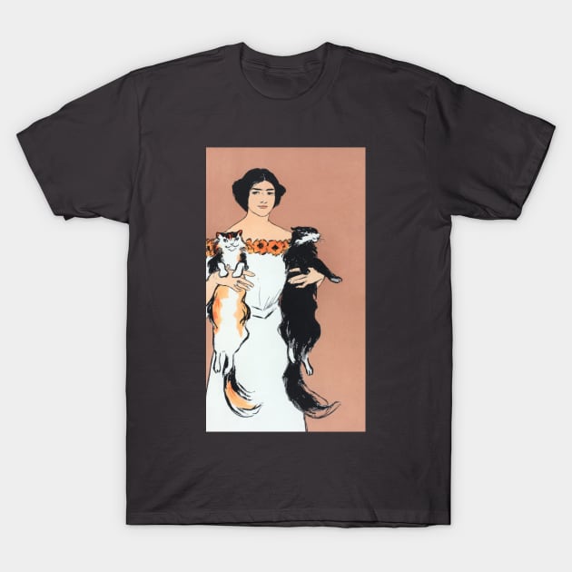 Woman And Cats T-Shirt by bluespecsstudio